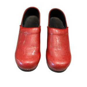 Sanita Greta Clog 38 Pink Raspberry Patent Leather Slip On Original Danish Shoes